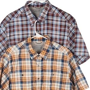Lot Of 2 Eddie Bauer Button Up Shirt Plaid Mens 3XL Mesh Lined Short Sleeve